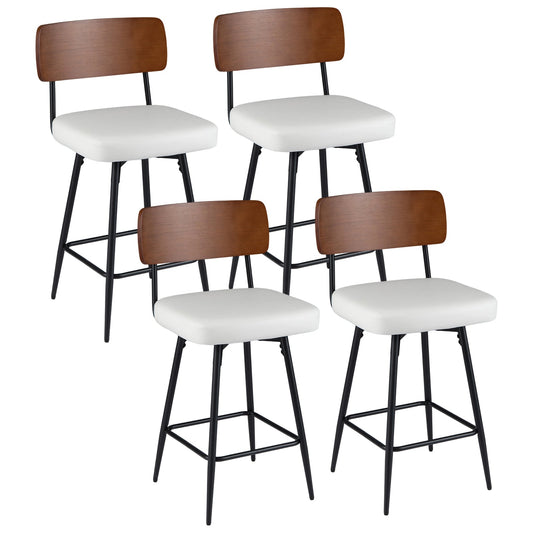 27 Inch Padded Counter Barstools Set of 4 with Metal Legs - Tampa Home & Garden Store