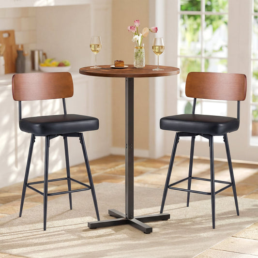 27 Inch Padded Counter Barstools Set of 2 with Metal Legs - Tampa Home & Garden Store