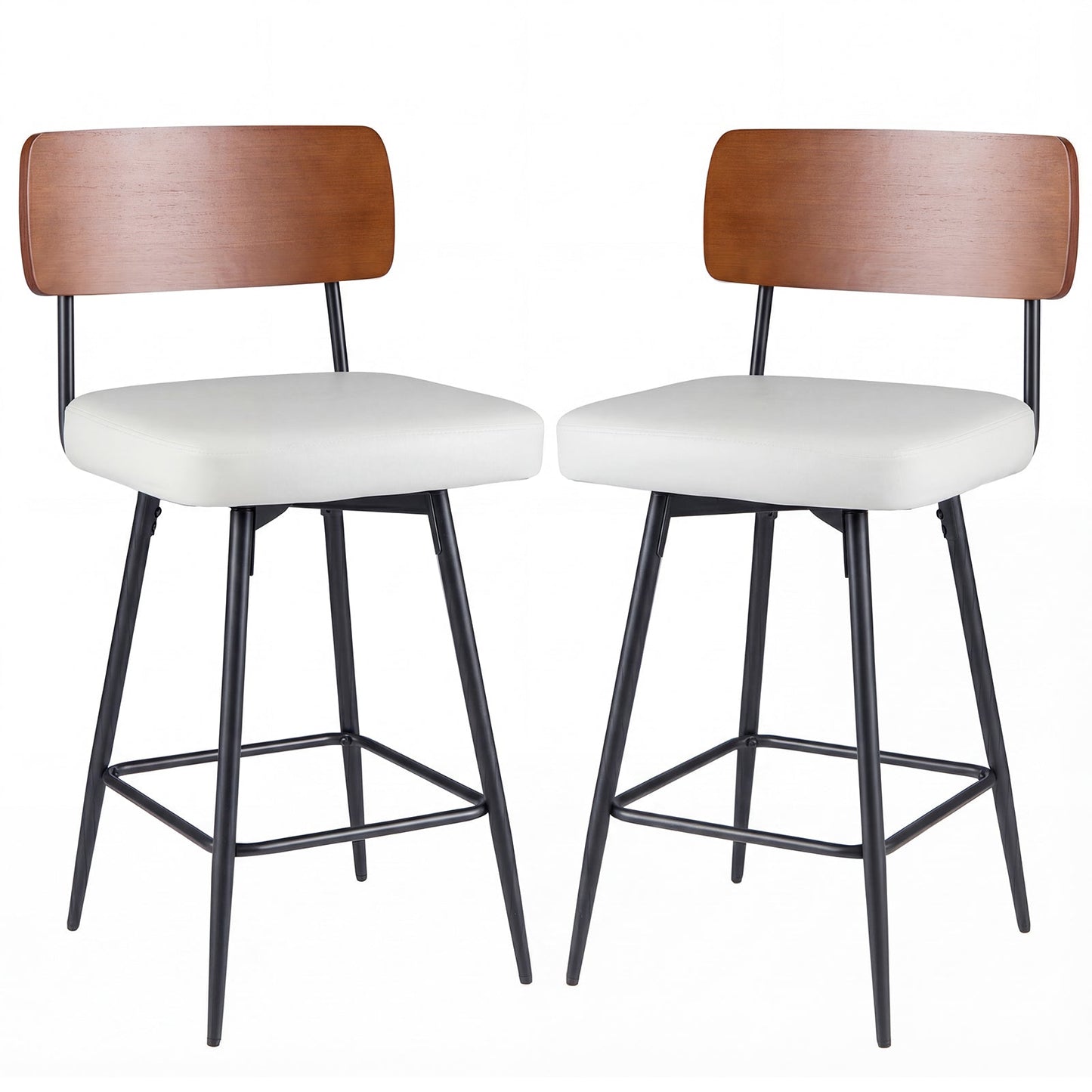 27 Inch Padded Counter Barstools Set of 2 with Metal Legs