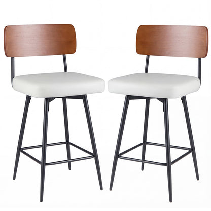 27 Inch Padded Counter Barstools Set of 2 with Metal Legs