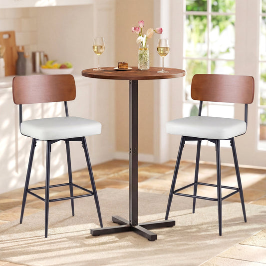27 Inch Padded Counter Barstools Set of 2 with Metal Legs - Tampa Home & Garden Store