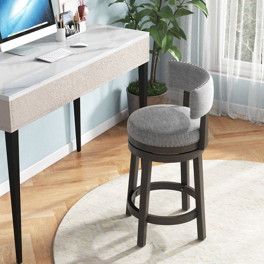 27/31 Inch Swivel Bar Stool with Upholstered Back Seat and Footrest - Tampa Home & Garden Store