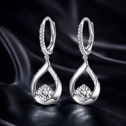 Pair of 0.5ct moissanite earrings in 925 sterling silver, pavé hoop with teardrop stone 30x11mm on Tampa Home & Garden Store