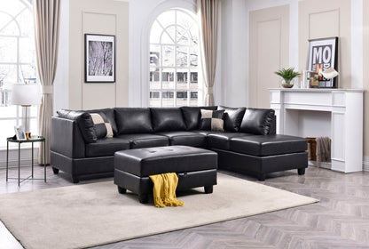 Malone Comfort Sectional with chaise in black leather by Unique Piece Furniture on Tampa Home & Garden Store