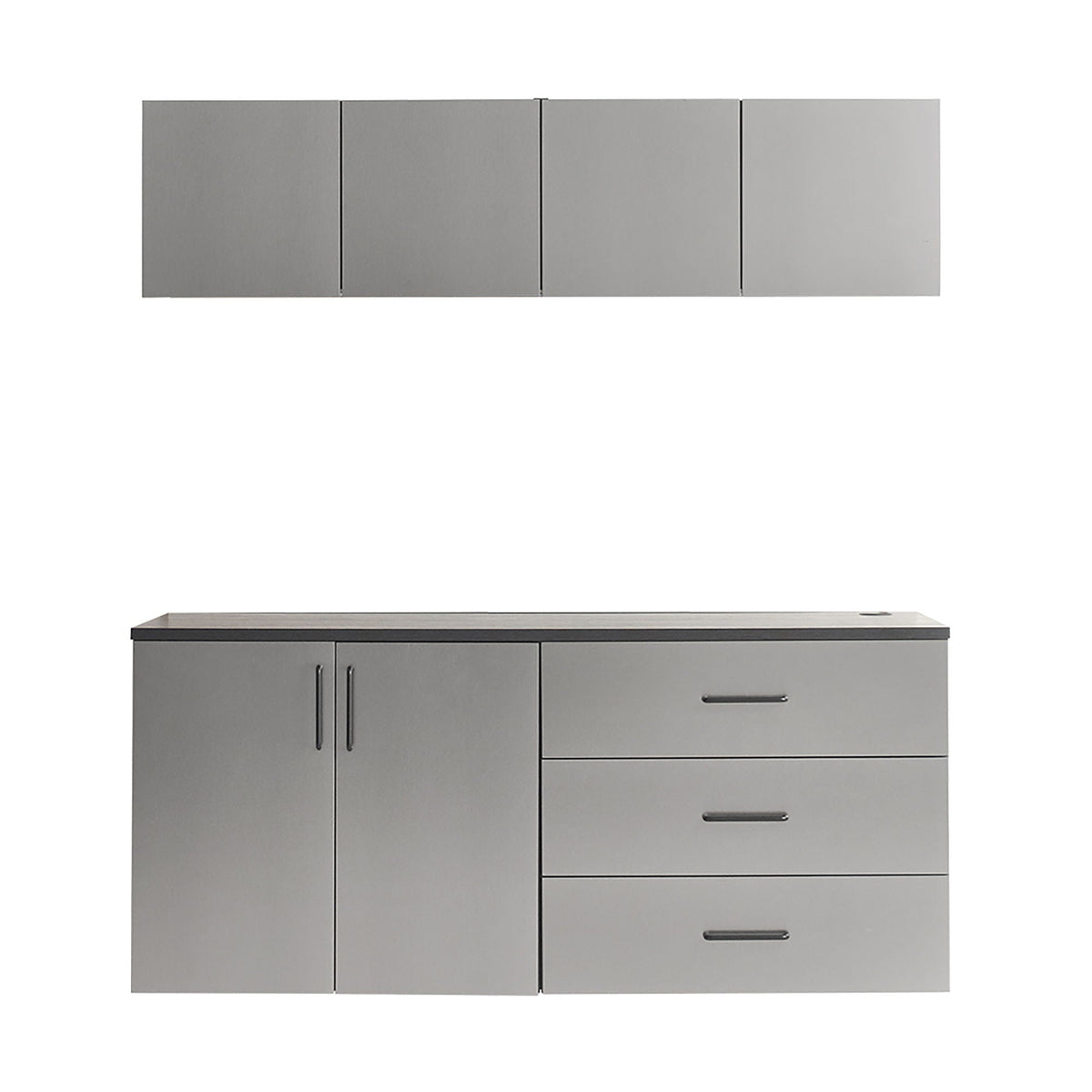 Garage cabinet set metallic gray with two doors and three drawers by HouseOfZazla on Tampa Home & Garden Store
