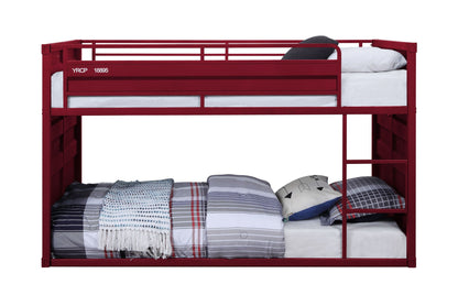 Cargo Twin Over Twin Bunk Bed red metal frame with top guard rails by HouseOfZazla on Tampa Home & Garden Store