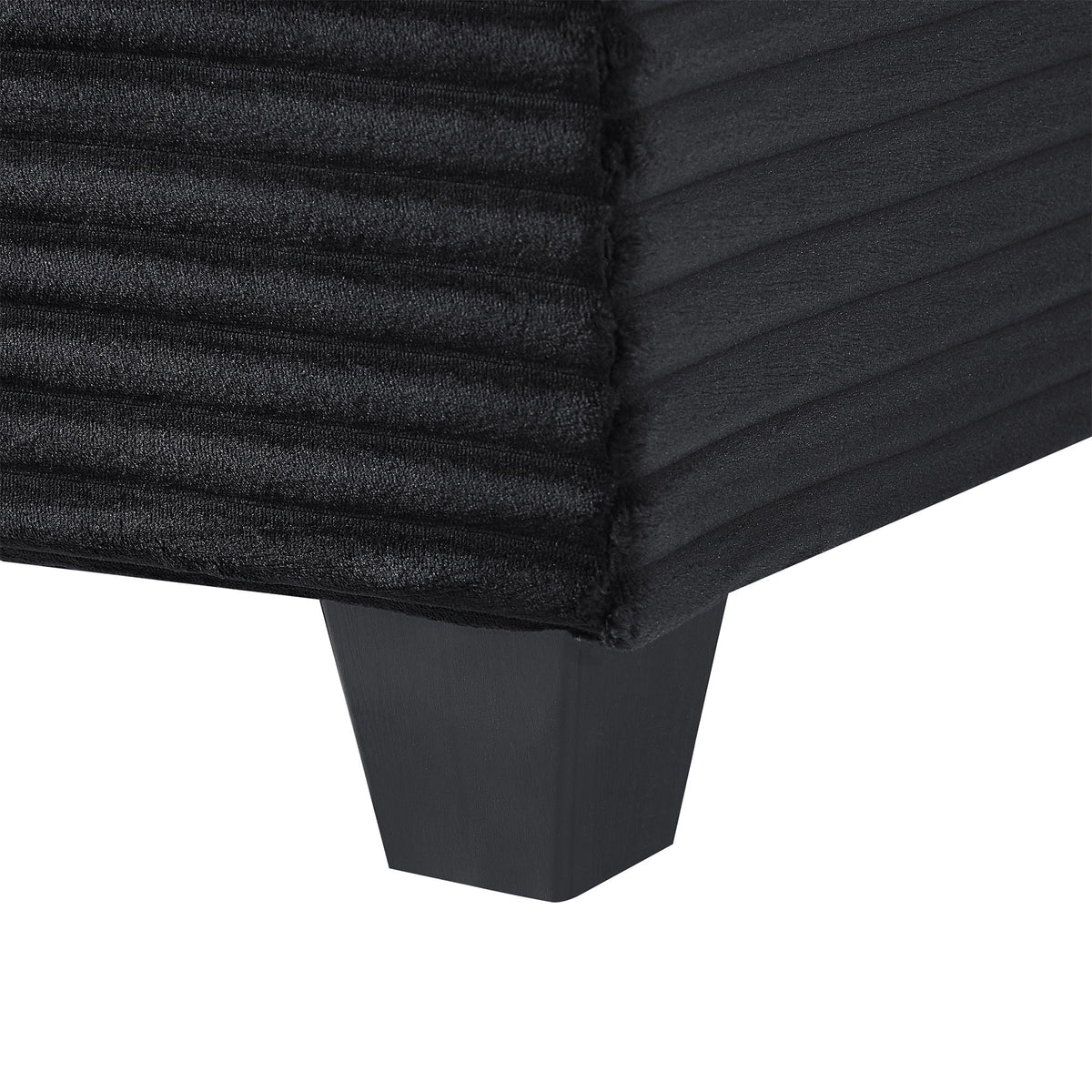 Upholstered U-shaped sectional sofa close-up in black velvet by HouseOfZazla 2‑Piece Set on Tampa Home & Garden Store
