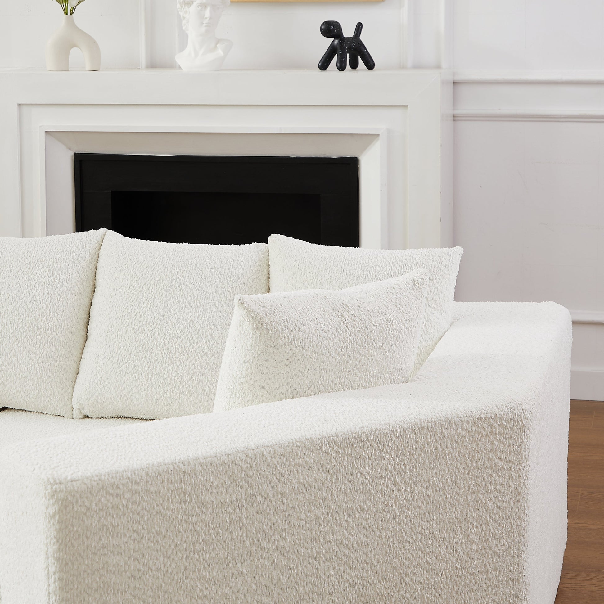 151.6-Inch Extra-Large L-Shaped Chenille Sectional Sofa by HouseOfZazla in white on Tampa Home & Garden Store