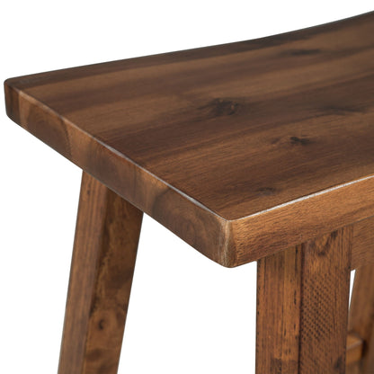 Rustic Kitchen Island and Two Wooden Bar Stools