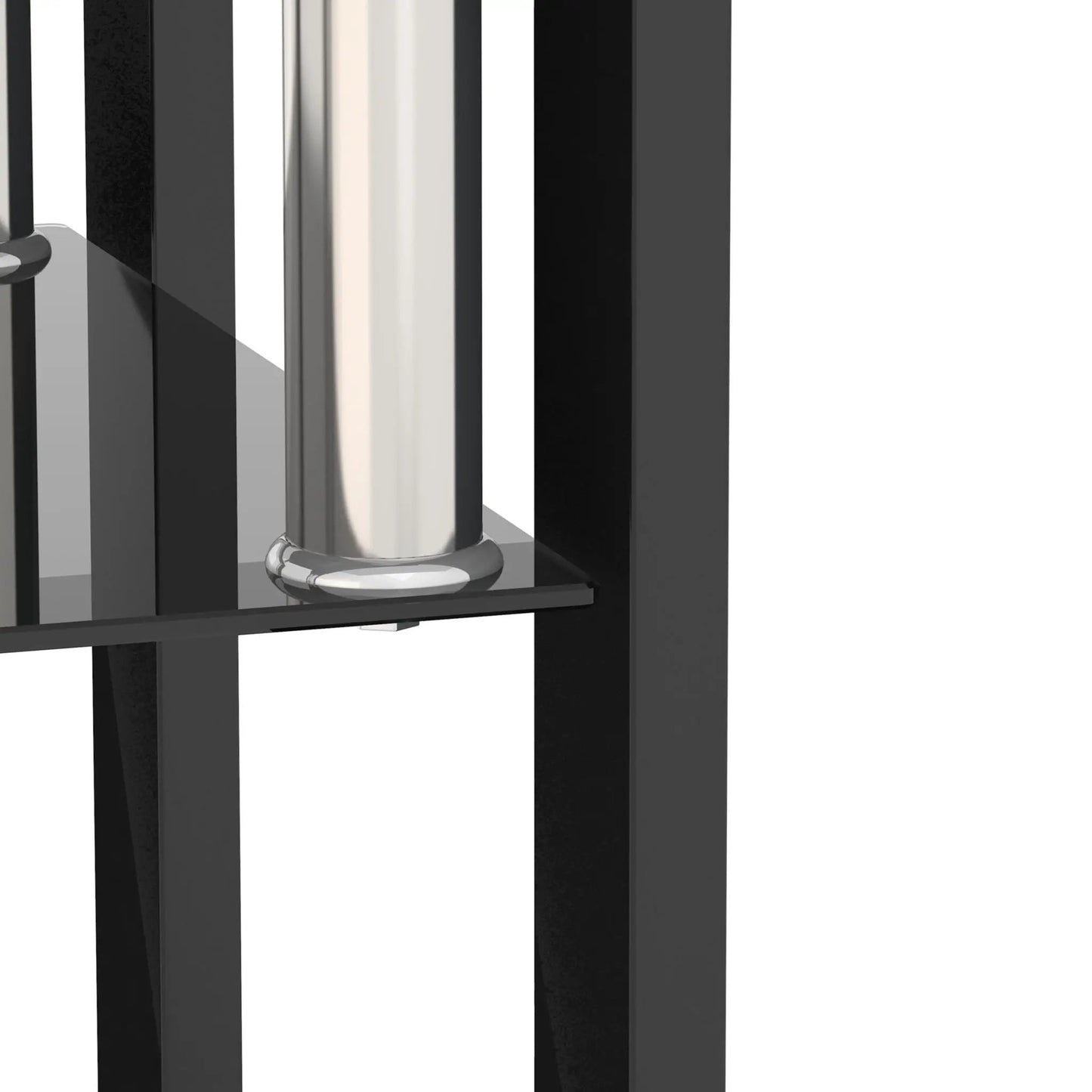 Modern tempered glass end square tables, black with chrome pedestal base, set of 2 on Tampa Home & Garden Store