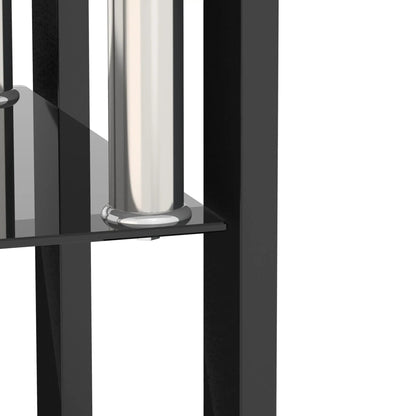 Modern tempered glass end square tables, black with chrome pedestal base, set of 2 on Tampa Home & Garden Store