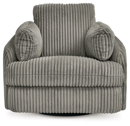 Tie-breaker Swivel Glider Recliner gray corduroy by Unique Piece Furniture with ribbed upholstery on Tampa Home & Garden Store