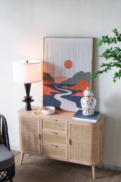 D15x26.7in table lamp with shade and base on wicker cabinet on Tampa Home & Garden Store