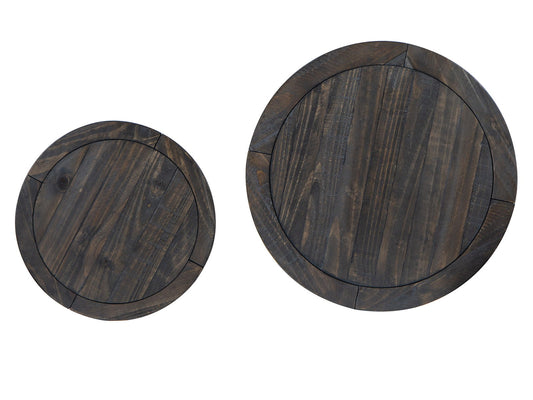 Boswell round nesting end tables two-piece peppercorn dark wood by Unique Piece Furniture on Tampa Home & Garden Store