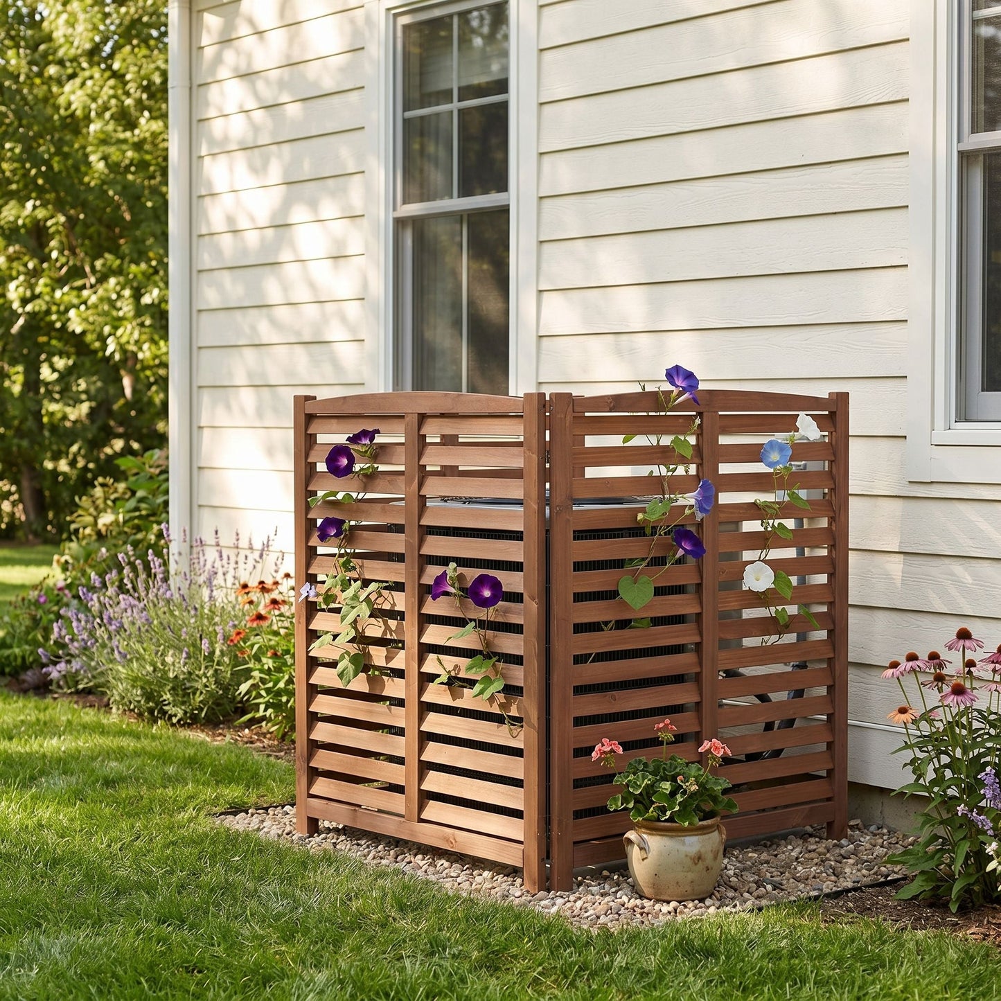 Solid Wood and Air Conditioner Privacy Fence