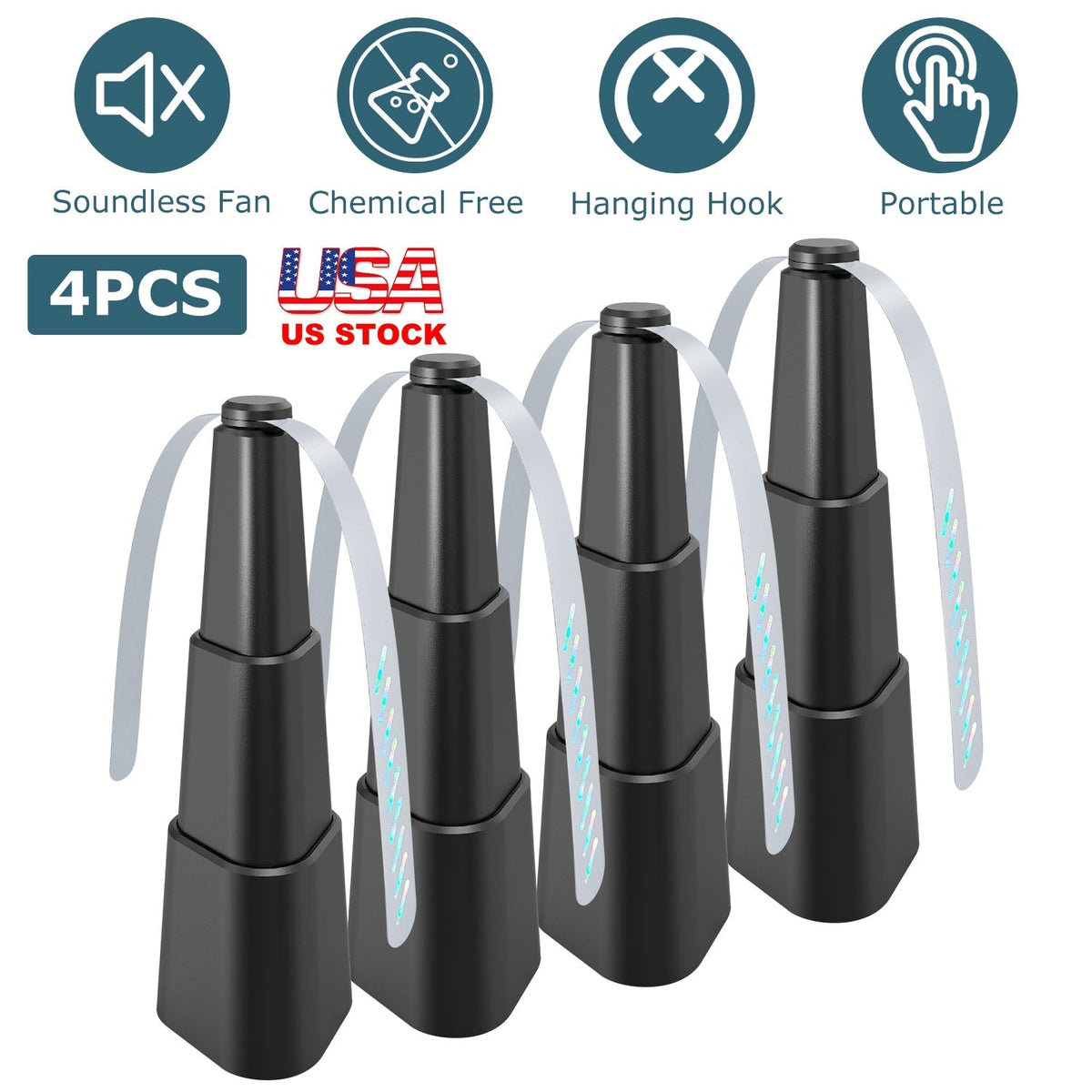 Fly repellent fans GemGear 4-pack tabletop battery-powered with hanging hooks on Tampa Home & Garden Store