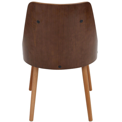 Contemporary side chair with bent wood back in dark brown wood and light legs on Tampa Home & Garden Store