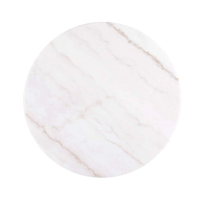 Modern Round Table with Marble Top Gold Accents