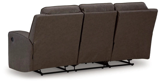 Lavenhorne Rec Sofa W/Drop Down Table in granite brown upholstery by Unique Piece Furniture on Tampa Home & Garden Store