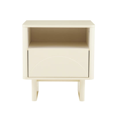 Modern accent nightstand by HouseOfZazla with drawer and shelf in cream on Tampa Home & Garden Store