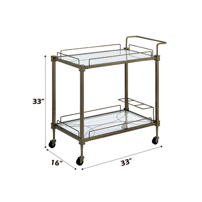 Aditya mirrored antique-brass serving cart with glass shelves and caster wheels by HouseOfZazla on Tampa Home & Garden Store