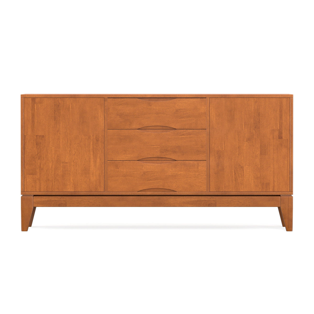 Solid Wood Sideboard Buffet by HouseOfZazla with center three-drawer stack in warm oak finish on Tampa Home & Garden Store