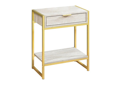 Accent Side Table with storage drawer, gold frame and marble top by Unique Piece Furniture on Tampa Home & Garden Store