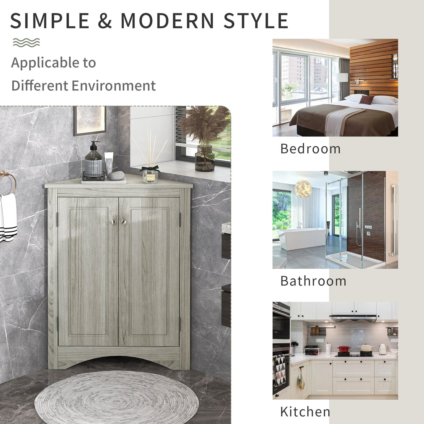 Triangle bathroom storage cabinet by HouseOfZazla with adjustable shelves, freestanding on Tampa Home & Garden Store