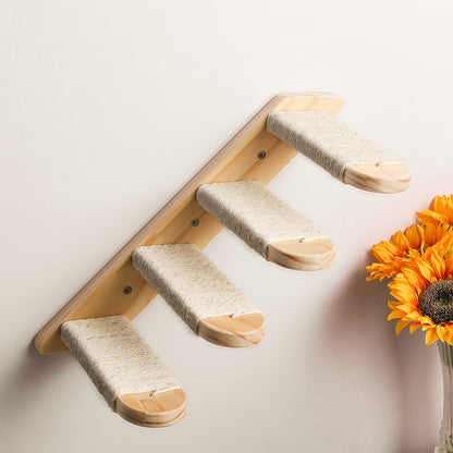 Pine wood cat climbing frame wall hammock staircase with rope-wrapped beige steps Sell My Stuff on Tampa Home & Garden Store