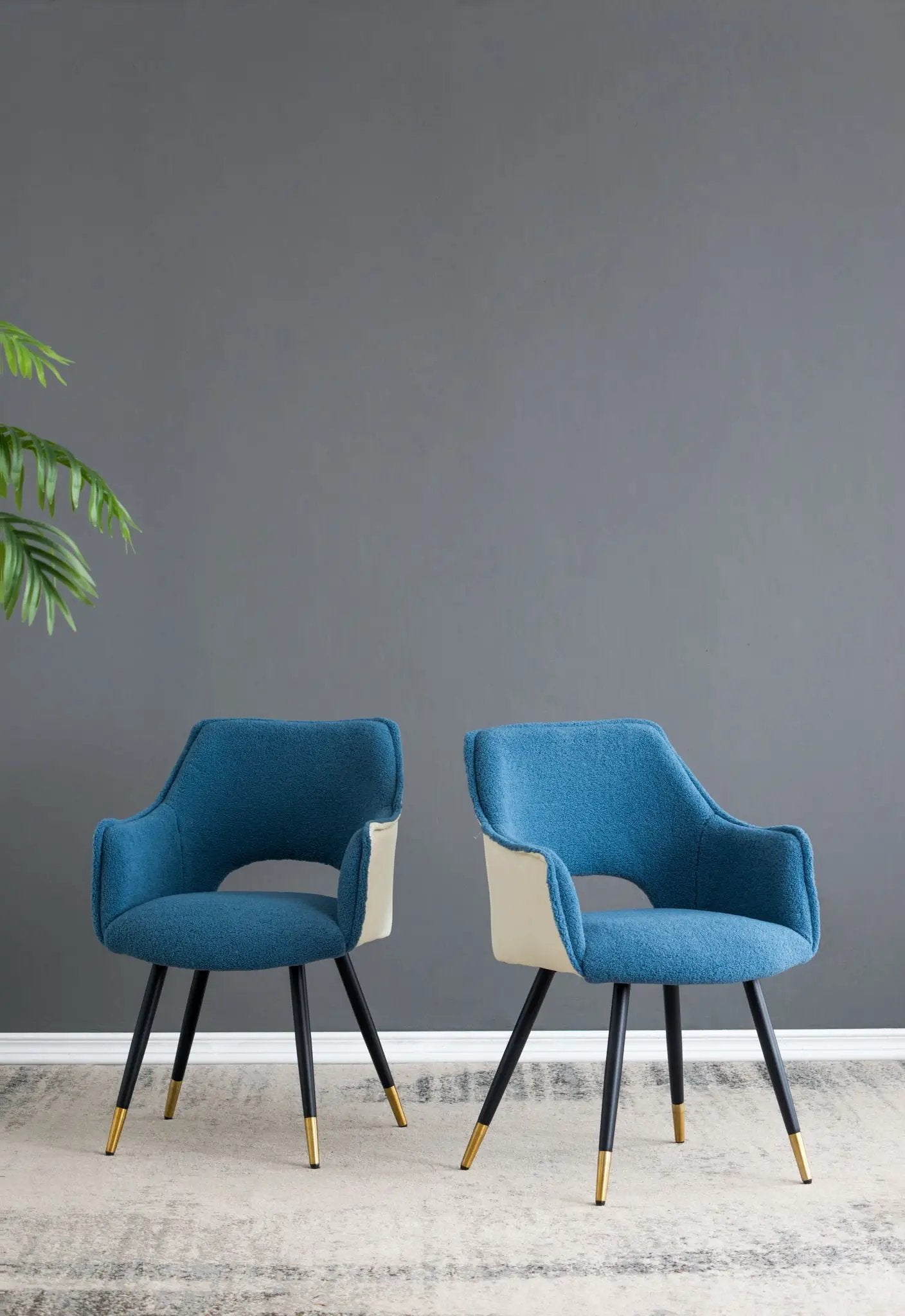 Blue Velvet Side Chair Set of 2 for Living Room