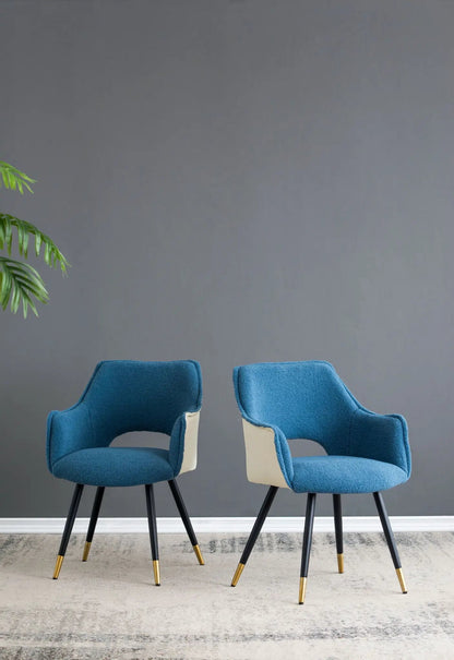 Blue Velvet Side Chair Set of 2 for Living Room