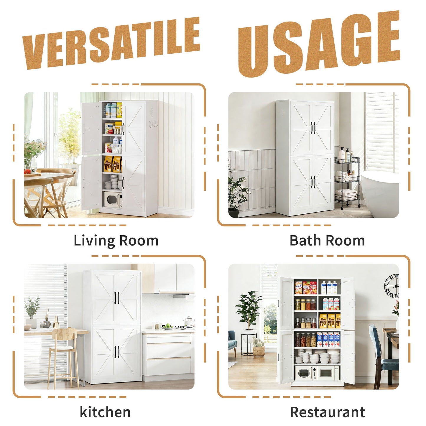 White Kitchen Pantry Cabinet with Adjustable Shelves by HouseOfZazla on Tampa Home & Garden Store
