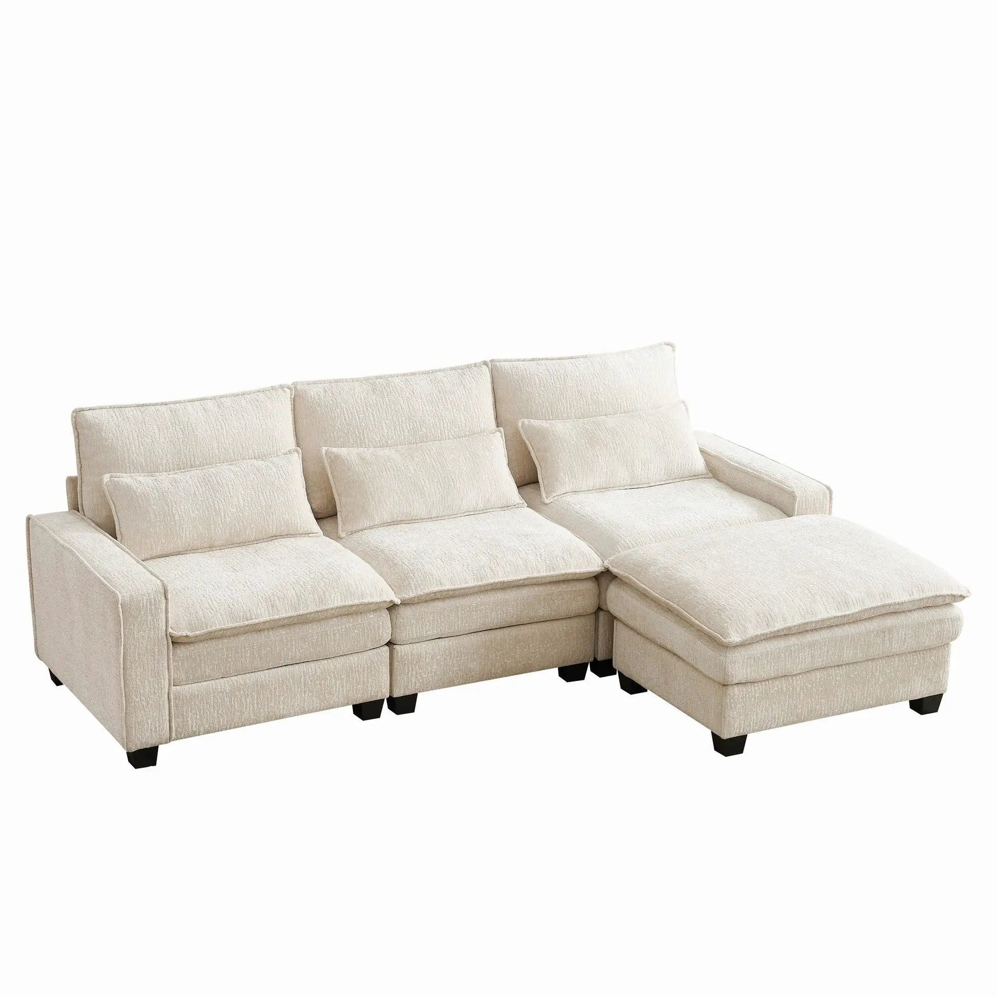 Beige fabric Modern L-Shaped Sectional Sofa with movable ottoman by Unique Piece Furniture on Tampa Home & Garden Store