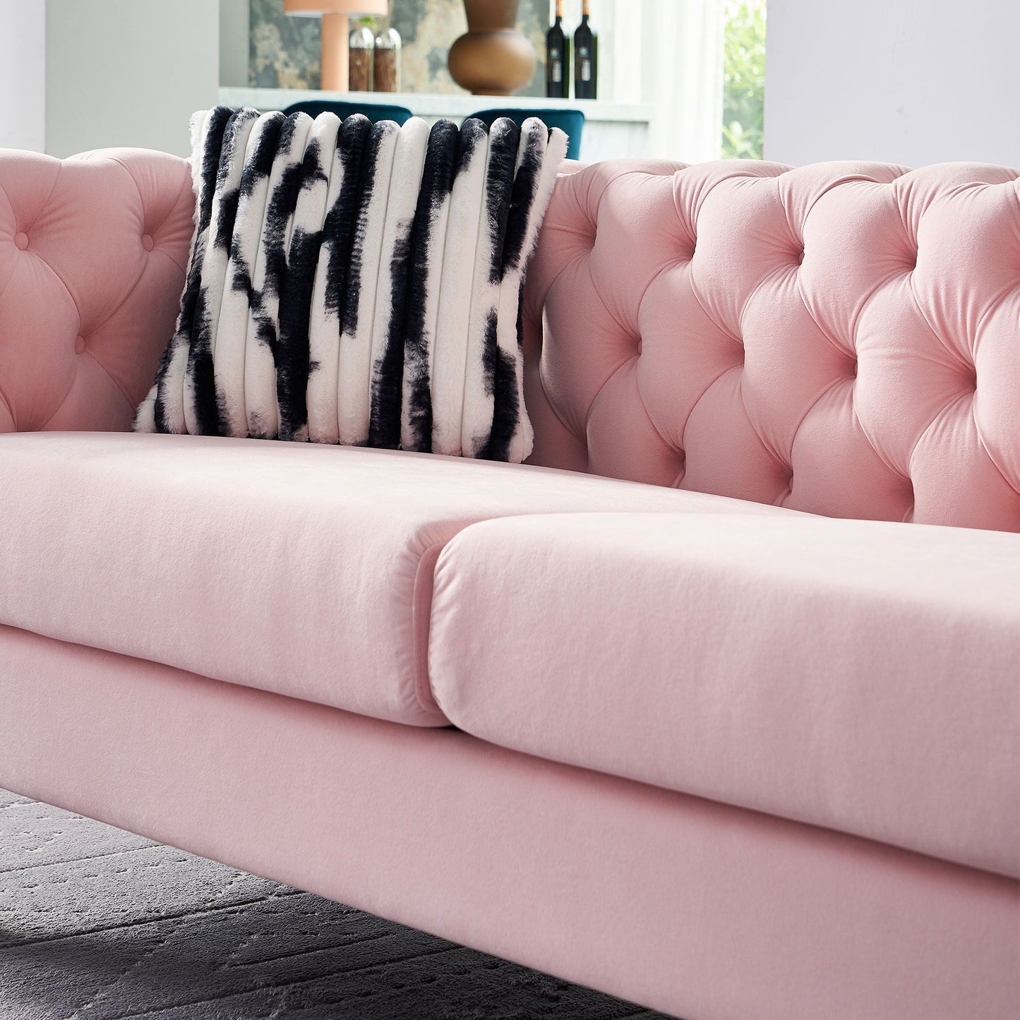 Modern Chesterfield Tufted Sofa and Metal Legs