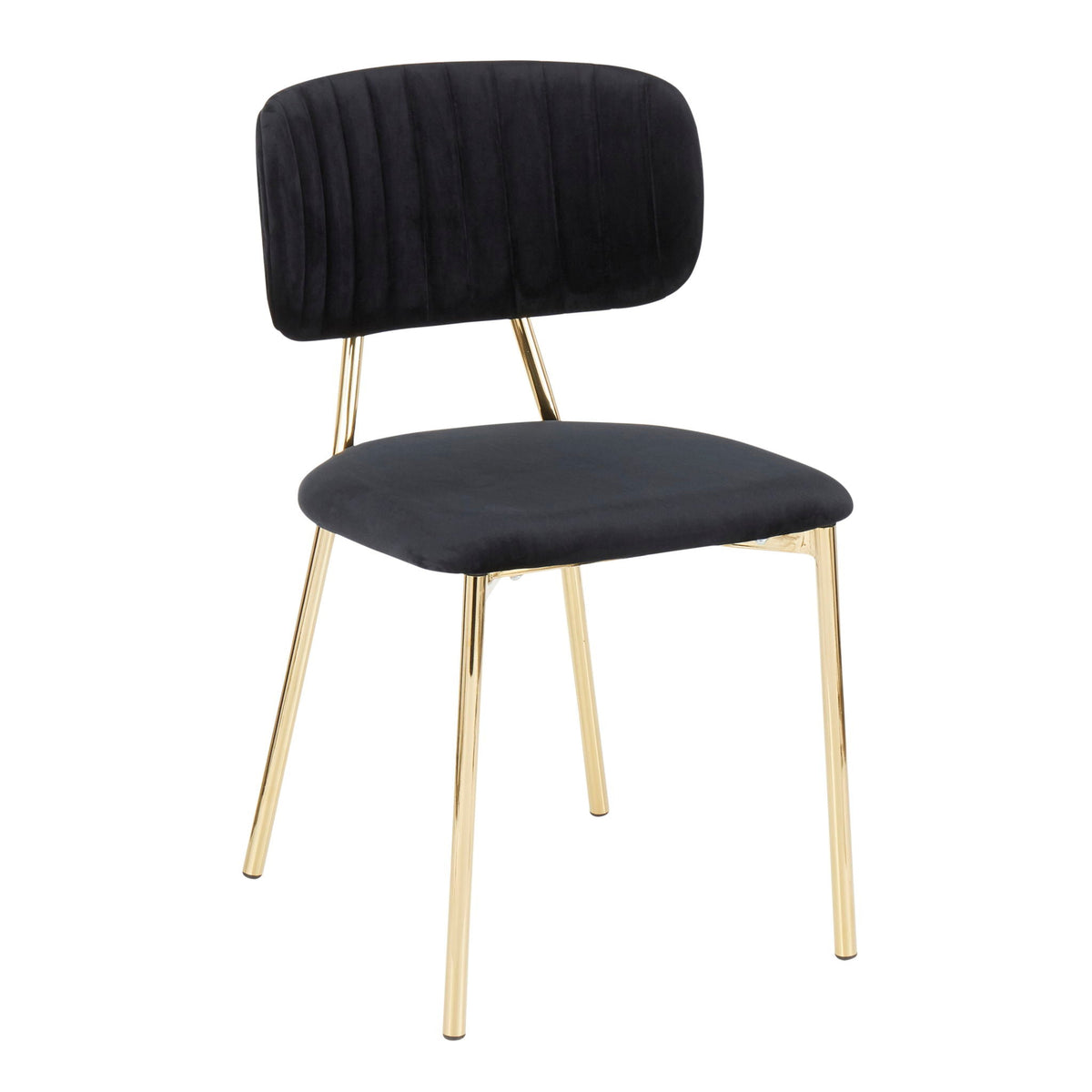 Contemporary glam chair set of 2 with tufted black upholstery and gold legs HouseOfZazla on Tampa Home & Garden Store
