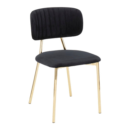 Contemporary glam chair set of 2 with tufted black upholstery and gold legs HouseOfZazla on Tampa Home & Garden Store