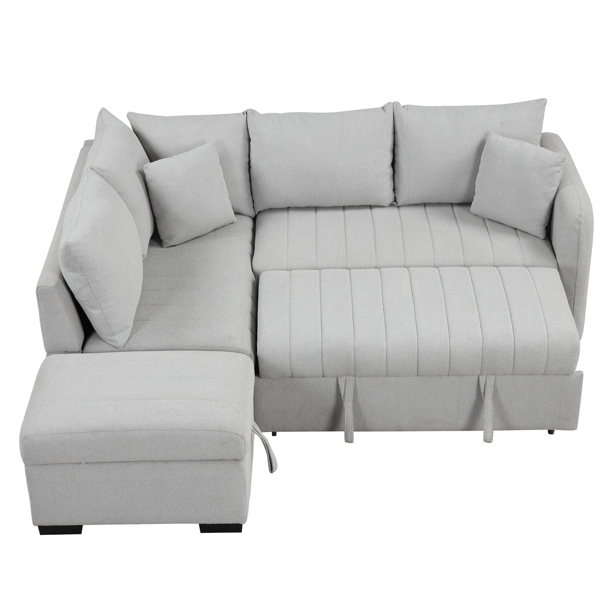 L-shaped sleeper sectional by HouseOfZazla with movable storage ottoman, gray fabric, USB ports on Tampa Home & Garden Store