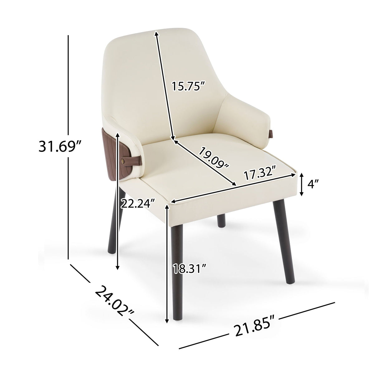 HouseOfZazla indoor dining chair set of 2 beige upholstery with ergonomic armrests on Tampa Home & Garden Store