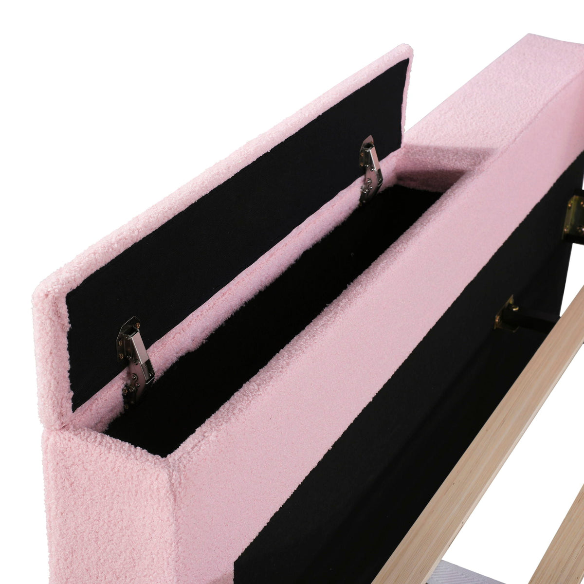 HouseOfZazla pink upholstered daybed with storage and trundle in plush boucle fabric on Tampa Home & Garden Store