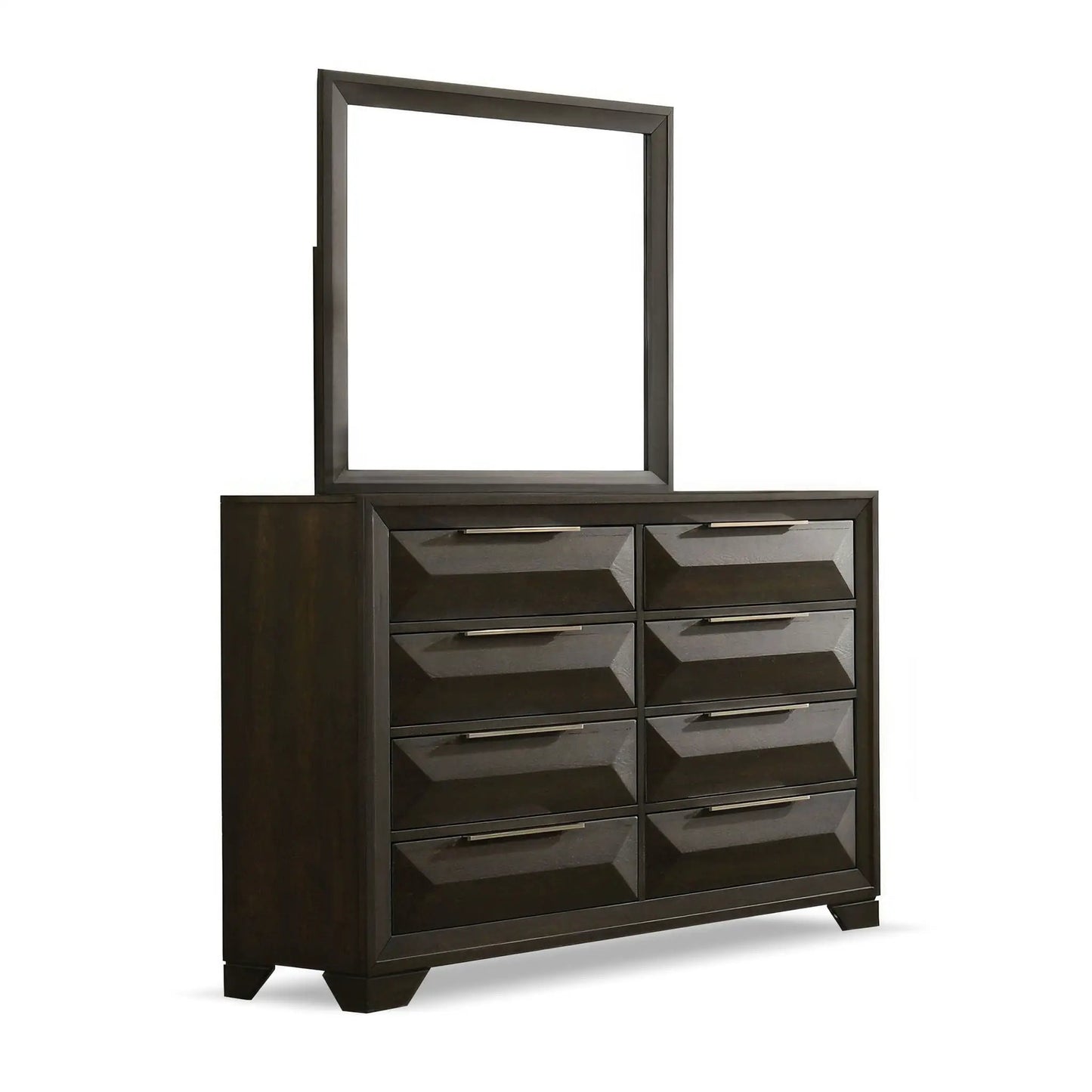 Espresso 8-drawer dresser with beveled mirror frame and bracket feet by Unique Piece Furniture on Tampa Home & Garden Store