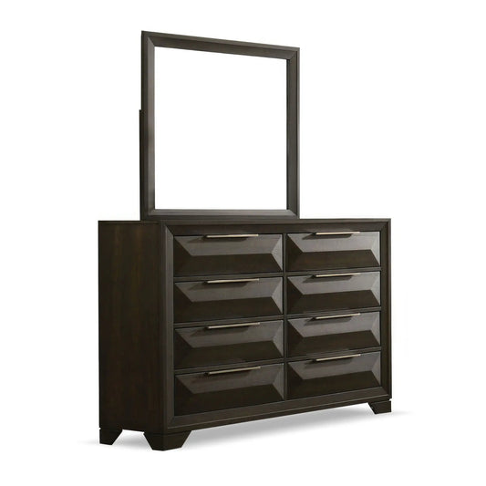 Espresso 8-drawer dresser with beveled mirror frame and bracket feet by Unique Piece Furniture on Tampa Home & Garden Store