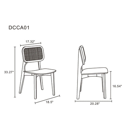 Dining chair set with cane backrest and solid wood frame in black or light brown for kids on Tampa Home & Garden Store