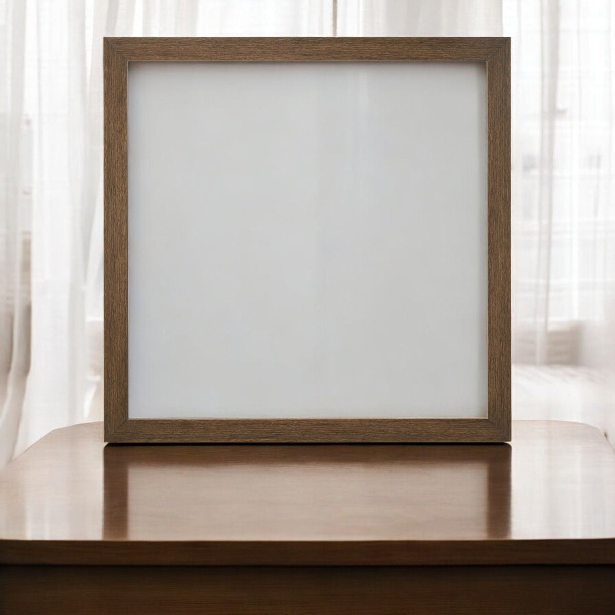 Miquell Versatile Orientation Mirror brown wood frame freestanding on tabletop HouseOfZazla on Tampa Home & Garden Store