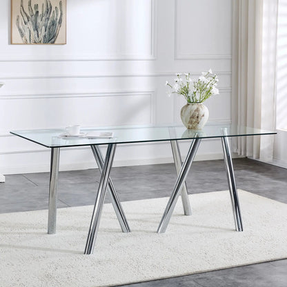 Sturdy Dining Table With Tempered Glass Surface