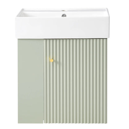 Compact Modern Floating Vanity with Ceramic Basin