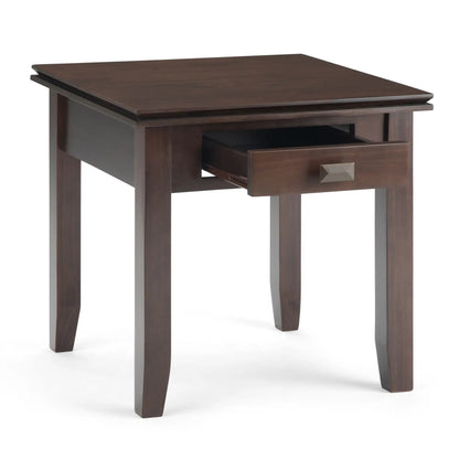 Artisan End Table in dark wood with single drawer and metal knob Unique Piece Furniture on Tampa Home & Garden Store
