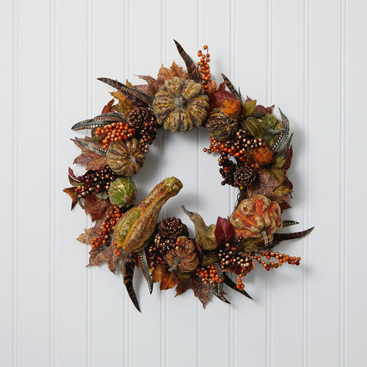 28" Autumn Pumpkin Wreath - Tampa Home & Garden Store