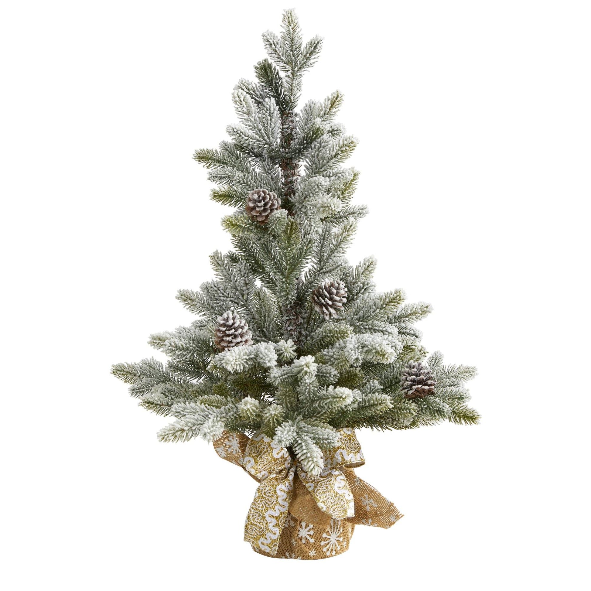 28” Flocked Artificial Christmas Tree with Pine Cones - Tampa Home & Garden Store