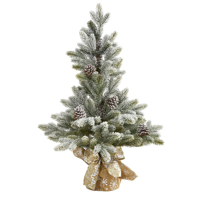 28” Flocked Artificial Christmas Tree with Pine Cones - Tampa Home & Garden Store