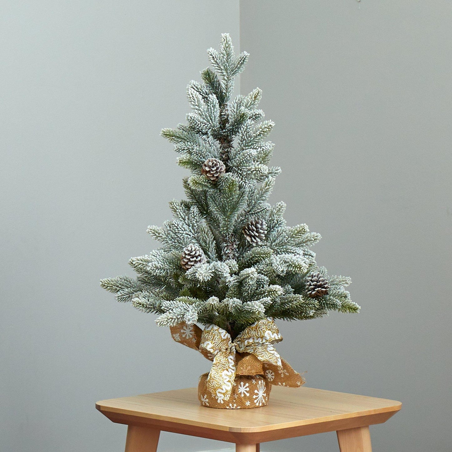 28” Flocked Artificial Christmas Tree with Pine Cones - Tampa Home & Garden Store